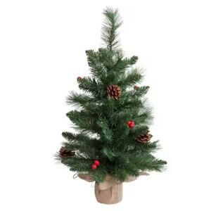 Astella 2ft Pre-Lit Artificial Christmas Tree LED Lights Burlap Base NEW